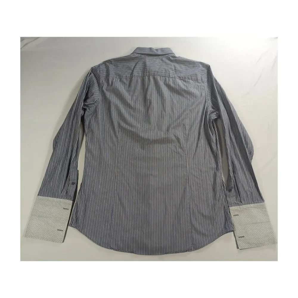 Banana Republic Shirt Mens L Slim Fit Striped French Cuff Italy Cotton Dress